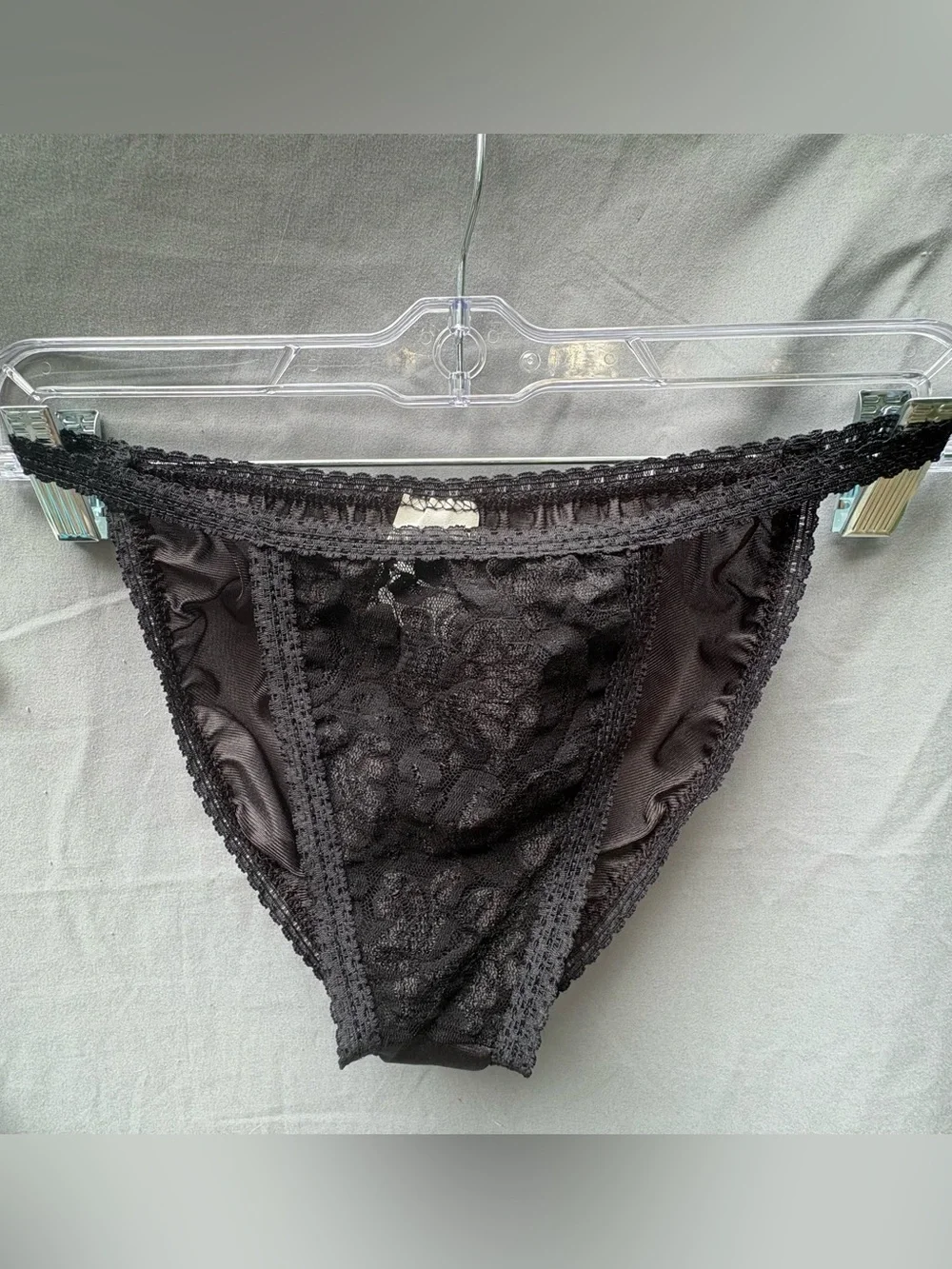 Vintage Black Lace/Satin Peplum Cami & Panty Lingerie Set